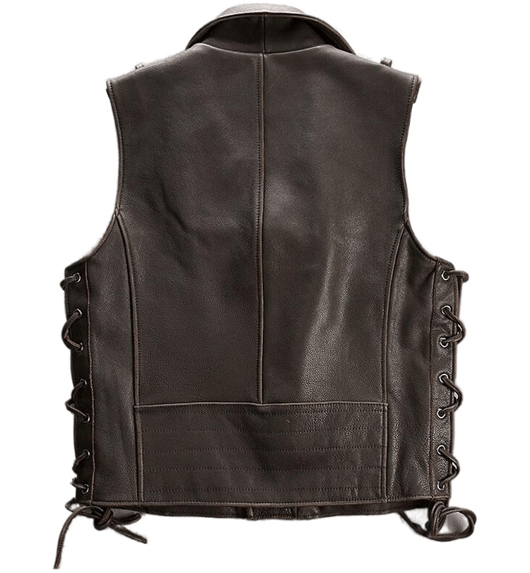 Mens Brown Vintage Genuine Leather Motorcycle Rider Vest