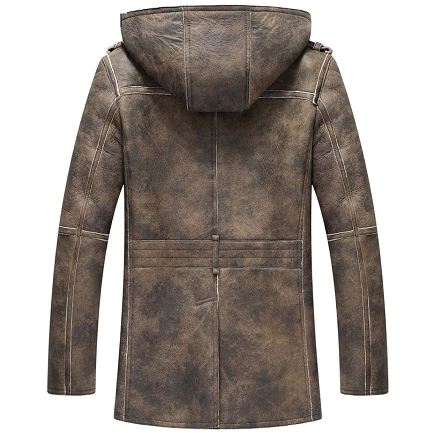 Mens Genuine Leather B3 Hooded Long Fur Coat
