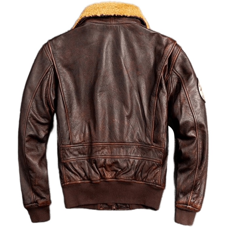 Mens Leather Flight Jacket With Fur Collar