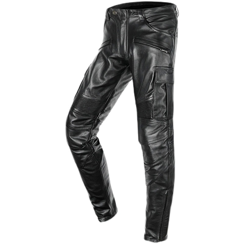 Mens Punk Long Trouser Retro Leather Motorcycle Street Pant